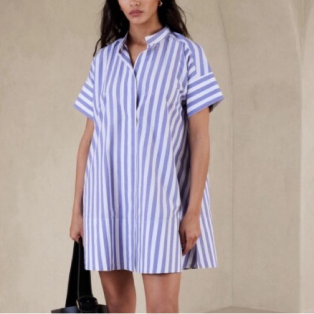 Banana Republic Blue and White Striped Shirt Dress - Picture 2 of 5